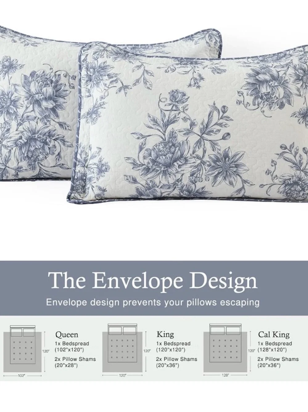 Classic Blue and White Floral Quilt Set -